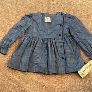 Blue Blouse with Flowy Design and Empire Waist